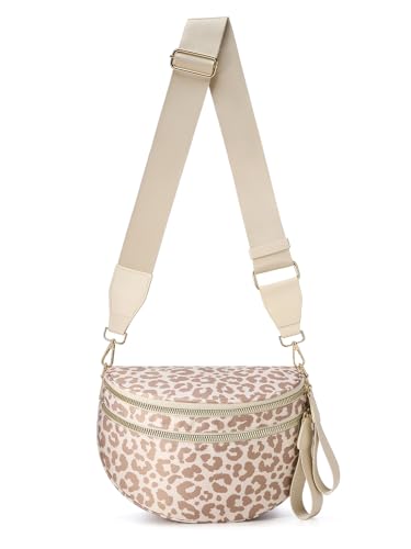 Pure Colour Crossbody Bag Bum Bag for Women,Spacious Purse Fanny Packs Belt Bag,Oversized Bum Bag (Beige Leopard Bum Bag) - color: Beige Leopard Bum Bag