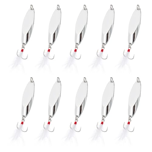 PATIKIL Fishing Spoons, Fishing Lures Casting Spoon Treble Hooks Jigs Hard Metal Spinner Baits - color: Silver Tone, size: 3/4 oz