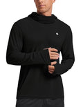 PINSPARK UPF 50+ Sun Protection Hoodie Men with Mask Quick Dry Long Sleeve Fishing Hiking Shirts UV Rash Guard Lightweight - color: Black, size: X-Large