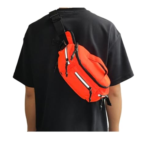Fanny Pack for Men Women with Reflective Stripe, Concealed Casual Waist Bag with Adjustable Belt for Cycling Hiking Fishing Camping Travel (orange) - color: Orange
