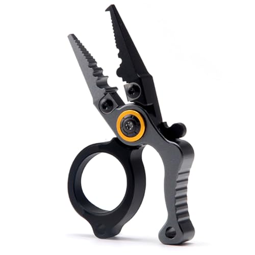 MiOYOOW Mini Fishing Pliers, Aluminum Alloy Fish Scissors Corrosion Resistant Hook Remover Tool for Saltwater Freshwater - color: Dark Grey
