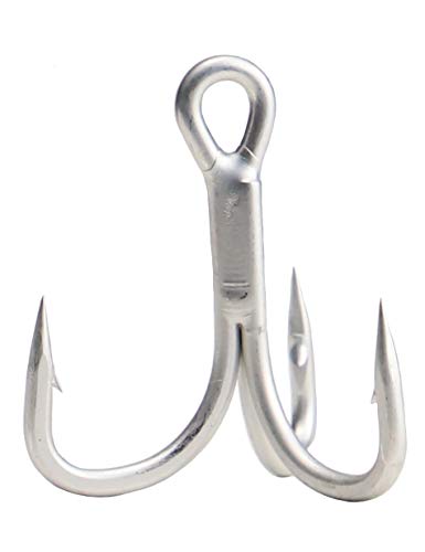 Saltwater Treble Hooks 4X Extra Strong- High Carbon Steel Corrosion Resistant Fishing Triple Hooks, Ultra Sharp Replacement Hooks for Large Game Striper, Tuna, Musky & Bass (Size 4#-4/0#) - size: 3/0