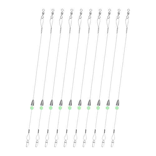Carolina Rigs for Fishing- 12 Inch Steel Fishing Leaders with Fishing Weight, Pre Rigged Carolina Rigs with Fishing Weight 1/6oz, 1/4oz, 1/2oz, 10 Pcs - size: 1/6 oz; 12 Inch