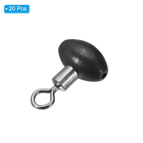 PATIKIL Cross-Line Fishing Swivels Bead, T Shape Pulley Slide Rig Rolling Swivels Fishing Hooks Connector Terminal Tackle - color: Black, size: 0.7"x0.5"