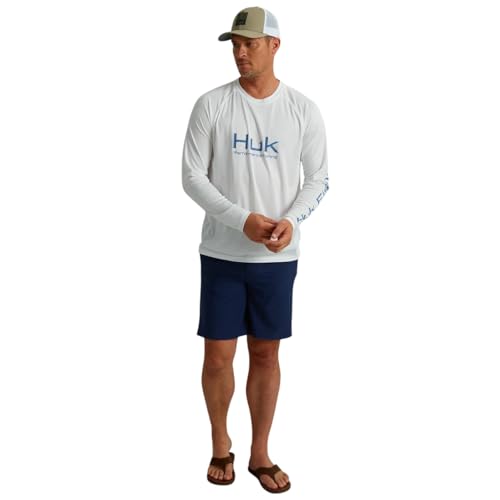 HUK Men's Pursuit Vented Long Sleeve Fishing Shirt (+30 UPF) - color: White, size: Small