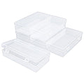 6 Pack Rectangular Clear Plastic Storage Containers | 7.28 x 3.54 x 1.77 inch, Hinged Lid, For Beads and Small Craft Items - size: 7.28 x 3.54 x 1.77 inch