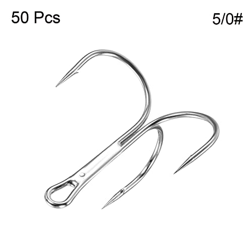 PATIKIL Treble Fish Hooks, Carbon Steel Sharp Round Bend Hook Triple Barbed Hook for Freshwater Saltwater - color: White, size: 45mm/1.77"