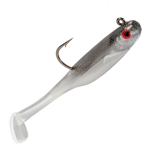 Strike King Homing Minnow Fishing Lure, Pre-Rigged Soft Plastic Swimbait, 3-Pack - color: Ghost Shad, size: 3"