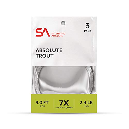 Scientific Anglers Absolute Trout Leaders Fly Line, Copolymer Blends, Supple for Drag Free Drifts, Trout Fishing Leader Set, Clear - (9ft - 6X) | fishing-line