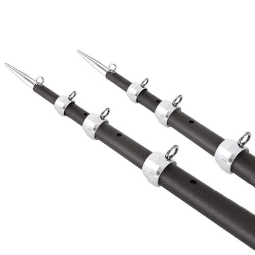 TIGRESS 3K Carbon Fiber Telescoping Outrigger for Fishing, Lightest Outrigger in The Industry, Sold as a Pair - style: Black/Silver