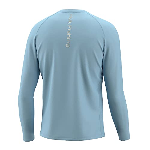 HUK Men's Pursuit Vented Long Sleeve Fishing Shirt (+30 UPF) - color: Crystal Blue, size: Small