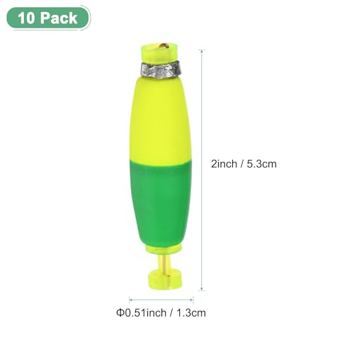 M METERXITY Pack Fishing Bobbers Floats, EVA Foam Weighted Bobbers, Clip-on Floats Slip Corks Floaters Strong Buoys - color: Green & Yellow, size: 2" Length