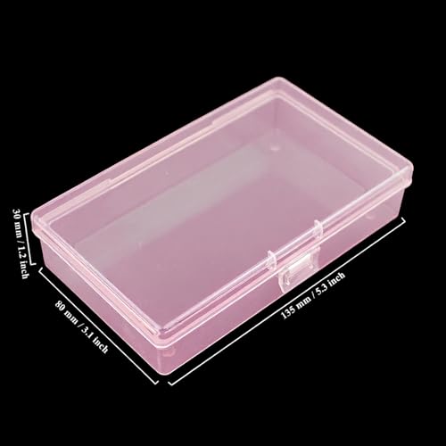 Goodma 8 Pieces Rectangular Storage Box, Pink, 5.3 x 3.1 x 1.2 inch | Empty Mini Plastic Organizer, Hinged Lids with Buckle, For Small Items, Craft Projects - color: Pink, size: 135 x 80 x 30 mm