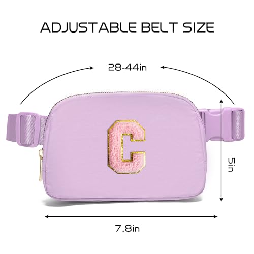 Gitus Initial Belt Bag Fanny Pack Crossbody Bag for Girls Birthday Gifts Age 8-10 Teen Girl Gifts Trend Stuff Personalized Letter Gifts for Daughter Sister (Lavender-C) - color: Lavender, style: C
