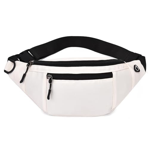 Crossbody Fanny Pack for Men&Women,Large Waist Bag & Hip Bum Bag with Adjustable Strap for Outdoors Workout Traveling Casual Running Hiking Cycling - color: Loop Cream White