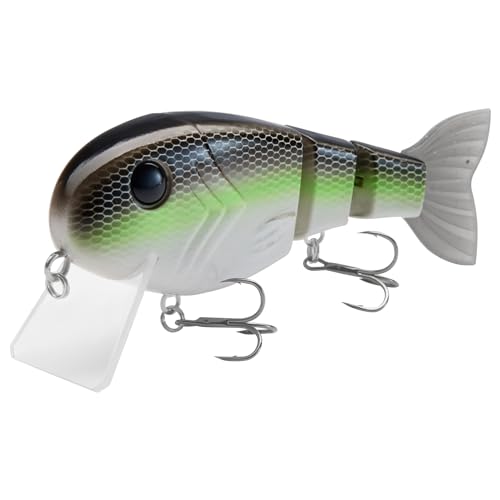 BASSROCK Topwater Fishing Lures for Bass Pike Salmon Floating Swimbait Jointed Crankbait Freshwater Saltwater 4.9in/1.76oz RK1001 - color: Brown/Green, size: 4.9in/1.76oz