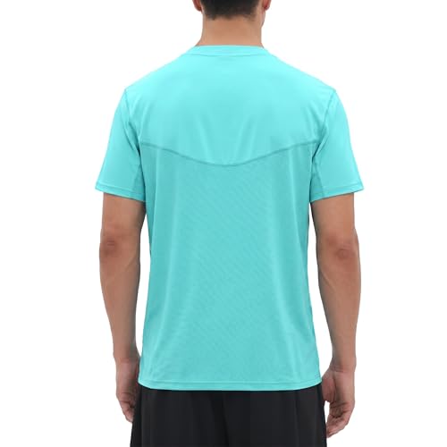 Riverruns Men's UPF 50+ Fishing Shirt, Quick Dry Cooling Short Sleeve Performance Tee with Breathable Mesh Back - color: Light Green, size: Large