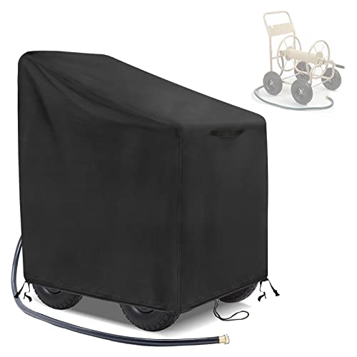 Garden Hose Reel Cart Cover, 600D Outdoor Hose Cart Covers for outside, Waterproof Anti-UV Hose Reel Cover, All Season Protection-30.3"L x26.3"Wx 35"H - size: 30.3"L x26.3"Wx 35"H