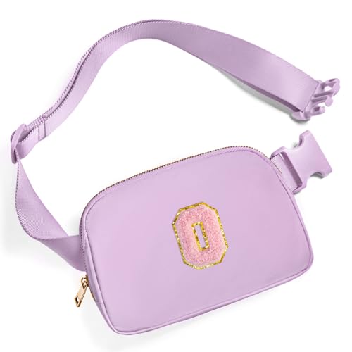 Gitus Initial Belt Bag Fanny Pack Crossbody Bag for Girls Birthday Gifts Age 8-10 Teen Girl Gifts Trend Stuff Personalized Letter Gifts for Daughter Sister (Lavender-O) - color: Lavender, style: O