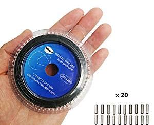 10LB-200LB Fishing line Wire Leader Vinyl Coated Stainless Steel Trace Lures Leader Wire 10 Meter,with 20pcs Crimps Sleeves,Black & Silver Select - size: 100LB