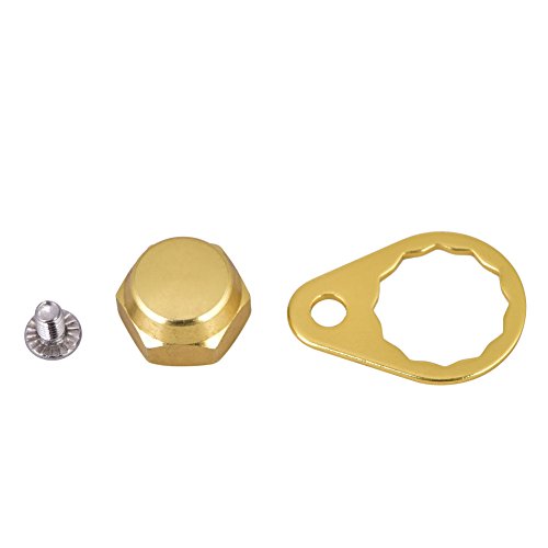 Fishing Reel Nut Covers, DIY Installation Secure Handle Locking Reel Handle Plate Covers Gold Left Hand for Anglers DIY Enthusiasts Freshwater Saltwater Fishing