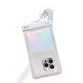 Floatable Waterproof Phone Pouch Case for iPhone 17 16 Pro Max/15/14, IP68 Travel Cellphone Dry Bag Beach Cruise Ship Essentials Bags with Crossbody Lanyard, Pearlescent - 7″ - color: A8-Pearlescent