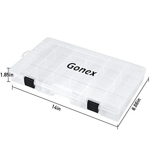 Gonex Fishing Tackle Boxes, 3600 3700 Tackle Trays with Adjustable Dividers, Clear Plastic Tackle Box Organizer Storage for Fishing Lure Bait Hook Jewelry Craft Beads Earring Container, 3 or 4 Packs - color: 4pcs 3700(Tray Size:14"x8.66"x1.85")