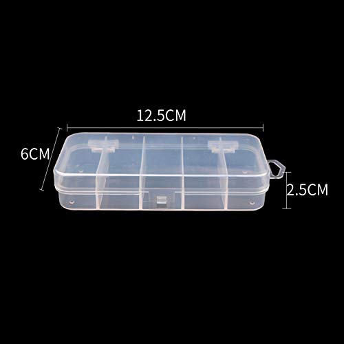 3pcs Multifunctional Portable 5-Grid Clear Visible Plastic Fishing Tackle Accessory Box 5 Compartments Jewelry Making Findings Organizer 4.96 x 2.44 x 1 Inch