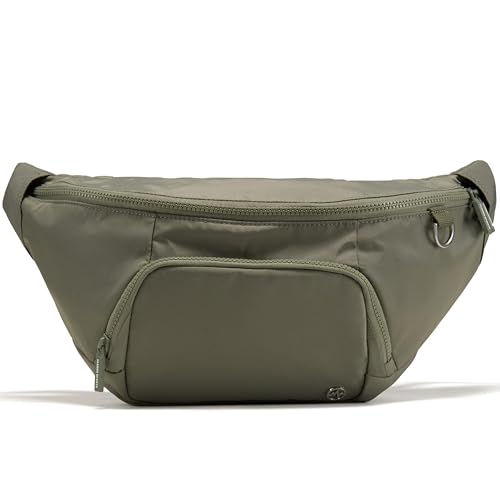 Pander Everywhere Belt Bag Crossbody Fanny Pack with Mesh Pockets and Adjustable Strap, 6L / Grey Sage - color: Grey Sage, size: 6L (104cm Strap)