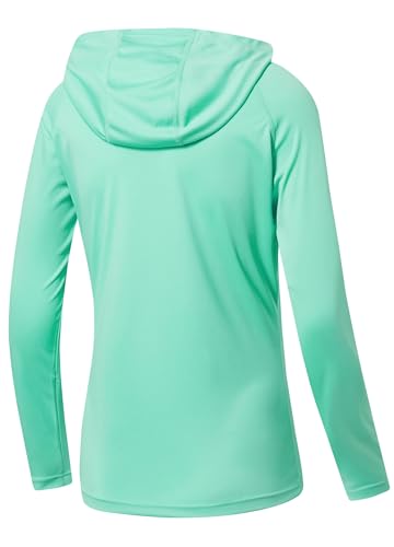 Willit Women's UPF 50+ Sun Protection Hoodie SPF Shirt Long Sleeve Hiking Fishing Outdoor Shirt Lightweight Hoodie - color: Light Green, size: 1X