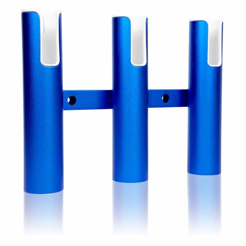 Aluminium Fishing Rod Holders for Boat, Wall-Mounted Fishing Pole Roof Rod Rack,Surf Fishing Rod Holder for Truck, Boats & Yacht - color: 3 Tubes Blue
