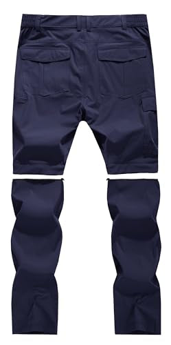 Men's Convertible Hiking Pants Zip Off Quick Dry Lightweight Safari Travel Camping Fishing Cargo Outdoor Pants - color: Navy, size: 30