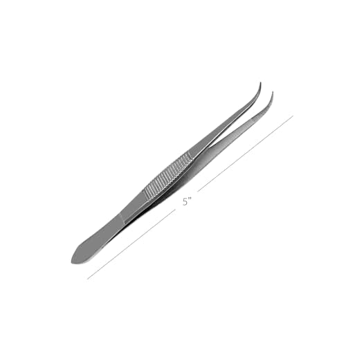 Splinter Forceps - Fine Point - Tweezers Stainless Steel Straight & Curved (curved 5") - size: curved 5"