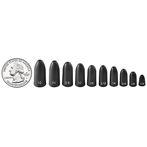 12 Pack Tungsten Bullet Fishing Weights, Insert Free Worm Sinkers, 1/8 3/16 1/4 3/8 1/2 oz - color: No Chip Black, size: 3/8 oz - 5pcs