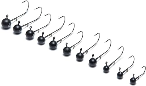Nako 200% Sensitive Tungsten Ball Jig Heads - 5 Pack - No Chip Black - Tungsten Fishing Jig Heads, 1/32, 1/16, 1/8, 3/16, 1/4, 3/8oz, Damiki Rig Jig Heads - size: 1/8 oz - #2 Hook - 5 Pack