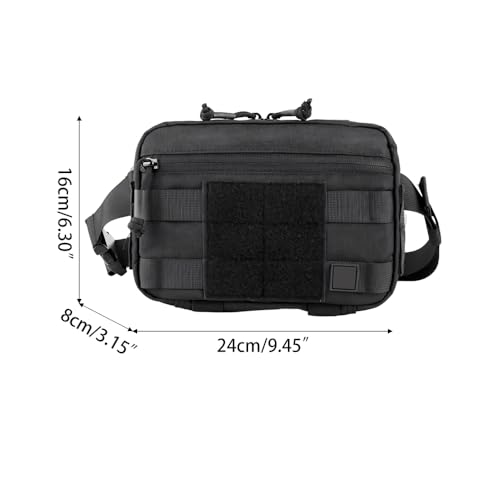 Tactical Messenger Bag, Waterproof MOLLE Waist Bag Crossbody Chest Pack with Removable Back Panel for Hunting Fishing Hiking Climbing Cycling - color: Black
