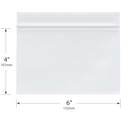 Plymor 6" x 4" (Case of 1,000), 4 Mil Heavy Duty Zipper Reclosable Plastic Bags - size: 6" x 4" (1,000 Count)