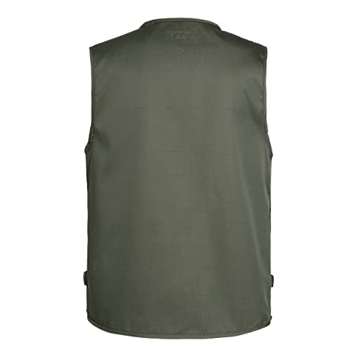 Men’s Fishing Vest Summer Outdoor Work Safari Travel Photo Vest with Multi Pockets - color: Army Green, size: XX-Large