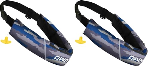 Owntop Manual Inflatable Belt Pack, Adults Swim Jacket with Blowpipe & Whistle, 24g CO2 Cylinder Included, Low Profile for Kayaking, Fishing, Paddle Sports - color: Army Gray, size: One Size (Pack of 2)