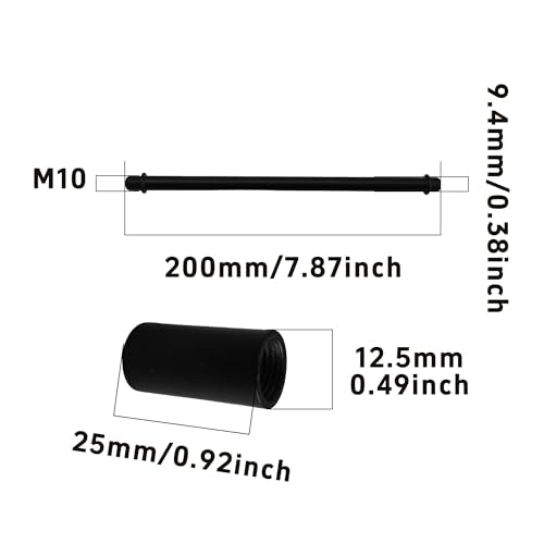 4 Sets 7.8” Straight Pipe Lamp Stem Kit, M10 Double End Threaded Lamp Rod Long Extension Risers, Black Lamp Parts Replacement for DIY Floor Lamps, Table Lamps & Ceiling Lights - size: 7.8”