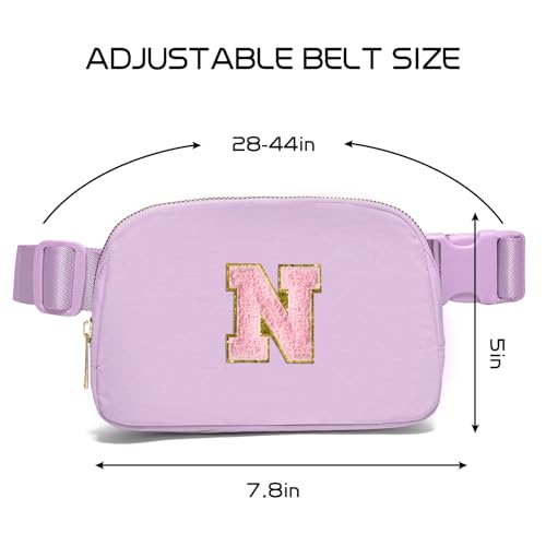 Gitus Initial Belt Bag Fanny Pack Crossbody Bag for Girls Birthday Gifts Age 8-10 Teen Girl Gifts Trend Stuff Personalized Letter Gifts for Daughter Sister (Lavender-N) - color: Lavender, style: N