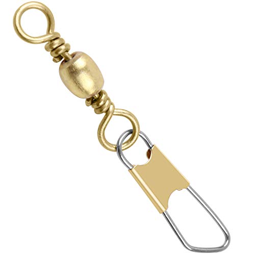 Fishing Barrel Swivels Snaps, 100pcs Snap Swivels Fishing Tackle Leader Line Lure Connector Accessories High Strength Solid Rings for Saltwater Freshwater, Black/Gold - color: GOLD, size: #6-100pcs