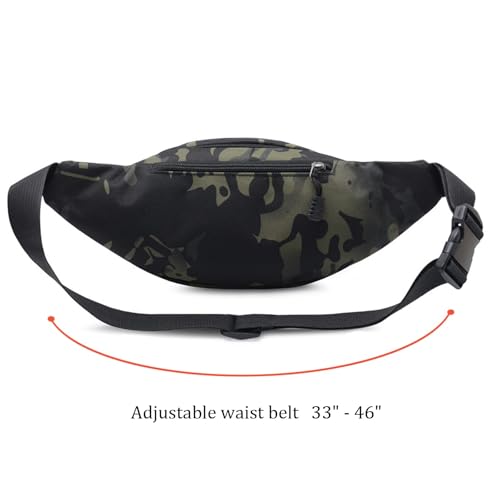 Crossbody Fanny Pack for Men&Women,Large Waist Bag & Hip Bum Bag with Adjustable Strap for Outdoors Workout Traveling Casual Running Hiking Cycling - color: Slash Black Camo