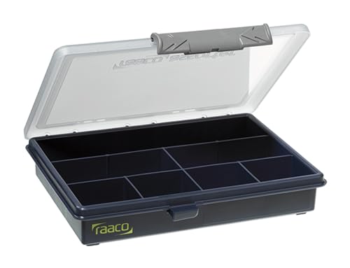 Raaco Assorter Tool Box Organizer – Compact – 7 Slots Fixed Grid with Semi-Transparent Lid, Polypropylene (PP) Storage Box for Screws, Nuts and Bolts, Small Parts & Hardware (Assorter 6-7) - size: Compact –7 Slots, style: Fixed Grid