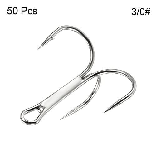 PATIKIL Treble Fish Hooks, Carbon Steel Sharp Round Bend Hook Triple Barbed Hook for Freshwater Saltwater - color: White, size: 40mm/1.57"