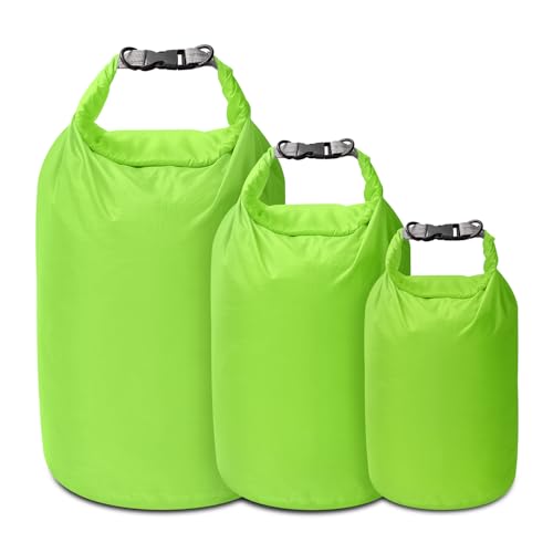 Dry Bag Set, Waterproof Small Lightweight Dry Bags for Paddle Board Kayaking, Fishing, Camping(Green, 2L+5L+10L) - color: Green, size: 2+5+10L