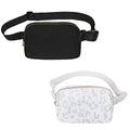 VOROLO Fanny Pack For Women And Men Crossbody Bag Belt Bag | Adjustable Strap Graduation Gifts Lightweight Travel Running - color: Black+Leopard White