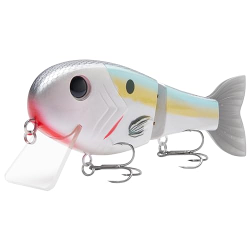 BASSROCK Topwater Fishing Lures for Bass Pike Salmon Floating Swimbait Jointed Crankbait Freshwater Saltwater 4.9in/1.76oz RK1001 - color: Threadfin, size: 3.9in/1.04oz