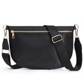 KALIDI Black Crossbody Bags for Women Travel Flat Fanny Packs for Woman Men Nylon Cross Body Purse Fashion Belt Bum Bag - color: Pure Black