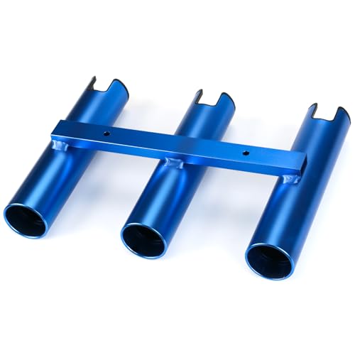 Aluminum Fishing Boat Rod Holder,3/4 Link Tube Aluminum Rod Rack, Suit Boats & Yacht ,Silver - color: Blue 3 tube